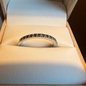 Black diamond ring in 14k white gold